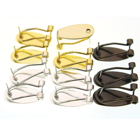 10pcs 9x20mm Original Brass Gold Silver Stud Earrings Hook Ear Clip Base Setting for Ear Stud DIY Jewelry Making Accessories ► Photo 1/5