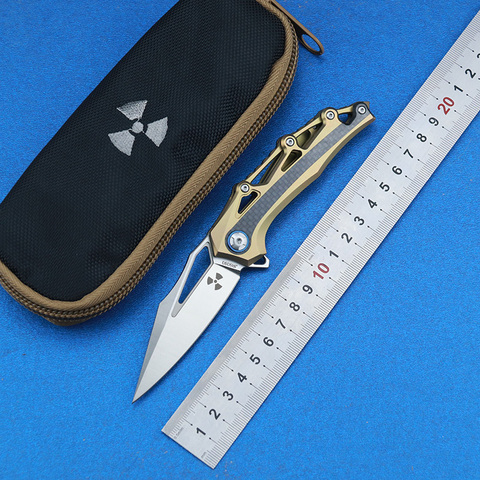 LEMIFSHE Flipper JR9393  M390 steel blade Titanium+CF handle outdoor camping hunting pocket kitchen fruit folding knife EDC tool ► Photo 1/6