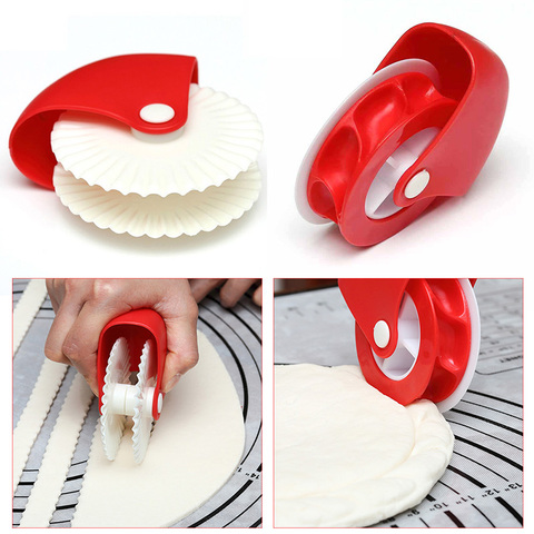 2Pcs Kitchen Pizza Pastry Lattice Cutter Pie Decor Cutter Noodle Maker Pasta Noodle Cutter Dough Pizza Pastry Wheel To ► Photo 1/6