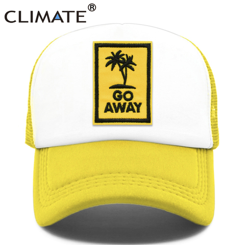 CLIMATE Go Away Trucker Cap Hat Seaside Vacation Caps Sandbeach Coconut Holiday Mesh Cap HipHop Hat for Men Women Youth ► Photo 1/6
