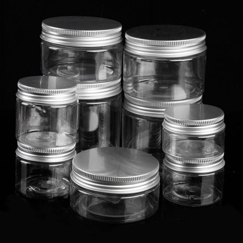 Clear Plastic Jar with Aluminum Lids Empty Cosmetic Containers Makeup Box Travel Bottle 30ml 50ml 60ml 80ml 100ml 120ml 250ml ► Photo 1/6