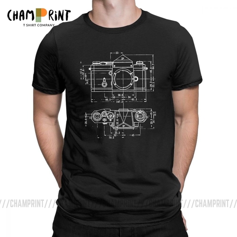 Men's Super Fashion Camera Patent T Shirt For Photographer Pure Cotton Clothing Casual Crew Neck Tees 4XL 5XL 6XL T-Shirts ► Photo 1/6