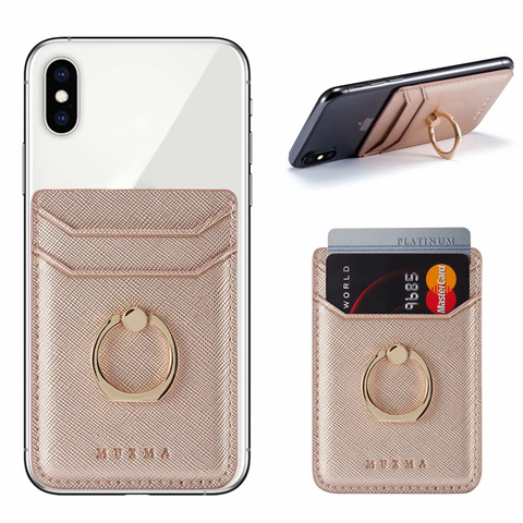 Leather Card Holder Sticker 3M Adhesives Credit ID Card Mobile Phone Back Pocket Wallet Case Sticker Phone Stand Suporte Celular ► Photo 1/6