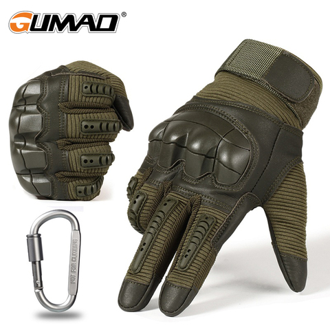 Military Tactical Glove PU Leather Army Mittens Rubber Shell Touch Screen Airsoft Paintball Bicycle Hunting Hiking Men Gloves ► Photo 1/6