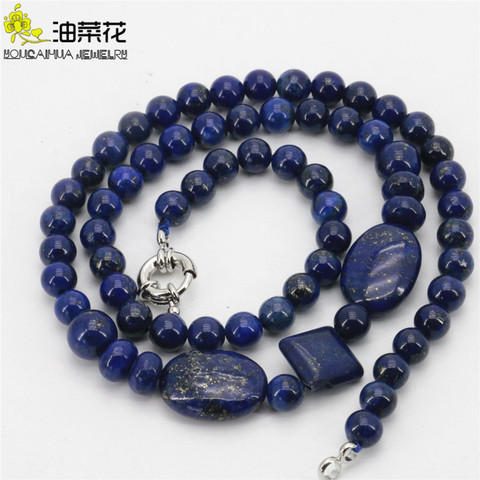 New Classic Egyptian Lapis Lazuli Stone Chain Beads Necklace Accessories parts Women gift banquet jewelry collocation 18