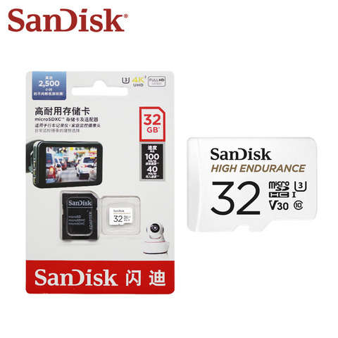 Original SanDisk High Endurance Micro SD Card SDHC 32GB SDXC 64GB 128GB 256GB U3 V30 Transflash Card For Minitoring DVR Devices ► Photo 1/6