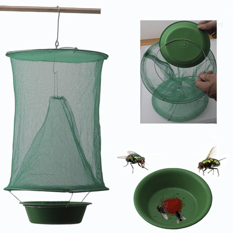 OGFFHH Health 1PCS Pest Control Reusable Hanging Fly Catcher Killer Flies Flytrap Zapper Cage Net Trap Garden Home Dropshipping ► Photo 1/6