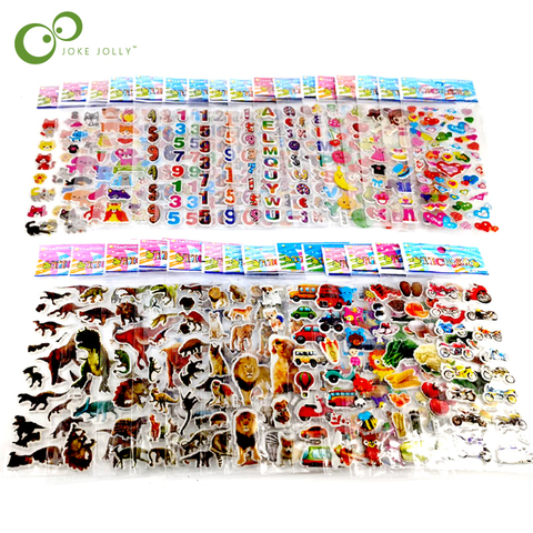 25 Sheets 3D Cartoon Stickers Waterproof Bubble PVC DIY Sticker Princess Car Girls Boys Kids Children Gifts GYH ► Photo 1/6