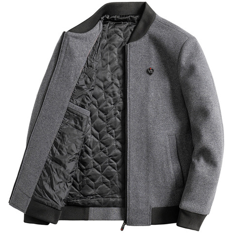 Thoshine Brand Winter 30% Wool Men Thick Coats Slim Fit Male Fashion Wool Blend Outerwear Jackets Smart Casual Jackets Baseball ► Photo 1/5