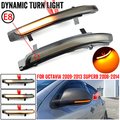 2 pieces For Skoda Octavia 2009-2013 SUPERB 2008-2014 Dynamic LED Turn Signal Blinker Mirror flasher Light ► Photo 1/6