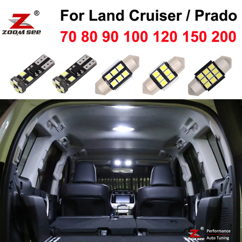 100% White No Error LED lamp interior map roof reading light kit For Toyota Land Cruiser 80 100 200 Prado 90 120 150 FJ Cruiser ► Photo 1/6