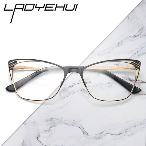 square rectangle luxury cat eye metal retro prescription eyeglasses frames women decorative transparent fake glasses diopters ► Photo 1/6