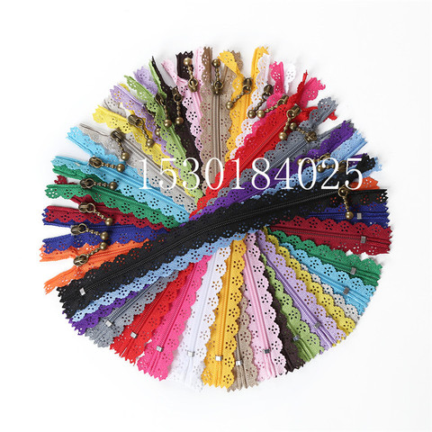 10Pcs  Novelty 8/10/12/16/20 inch 6 holes Lace Zippers 3# Nylon for Purse Bags for DIY Sewing Tailor Craft Bed Bag 20/Color ► Photo 1/3