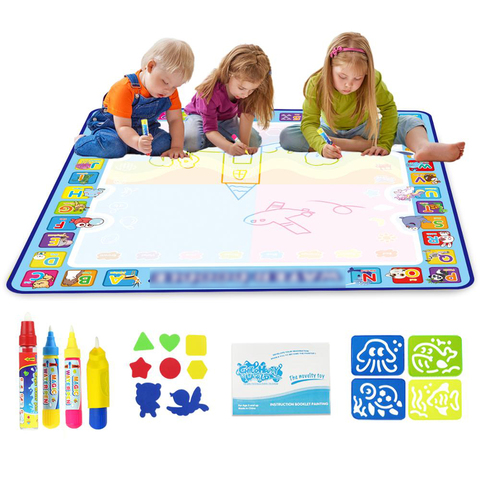 100x100cm Magic Water Drawing Mat Painting Board & Stamps Set Painting Board  & Magic Pens Educational Children Gift for Kids ► Photo 1/6