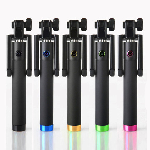 Mini Selfie Stick Portable Extendable Monopod Self-Pole Handheld Wired Selfie Stick For iPhone for Smartphone Палка для селфи ► Photo 1/6