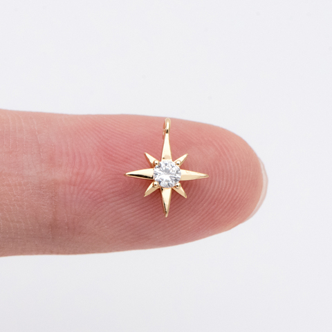 10pcs Gold Tone Brass Star Charms 9x11mm, CZ Paved Mini Star Pendants for Necklace Braelet Women DIY Jewelry Making (GB-774-1) ► Photo 1/6