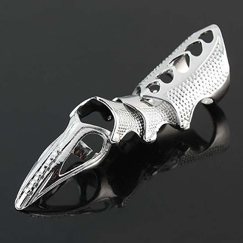 Gothic Punk Ring Rock Scroll Joint Armor Knuckle Metal Full Finger