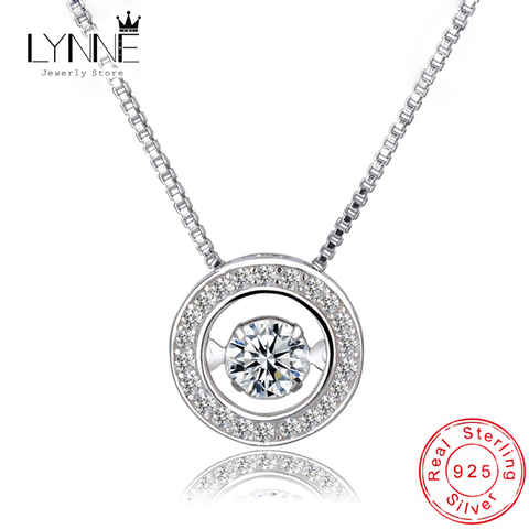 New Fashion Rotatable Will Dance Rhinestone Necklace 925 Sterling Silver Choker Round Zircon Pendant Necklace Women Jewelry Gift ► Photo 1/6