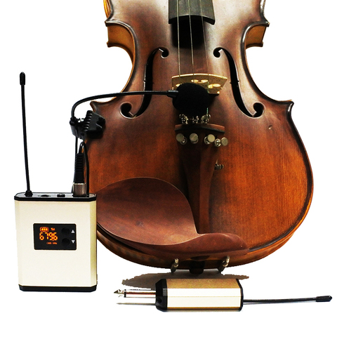 4/4 acoustic violin fiddle wireless microphone recharge bodypack transmitter + receiver instrument cordless mic wireless system ► Photo 1/6