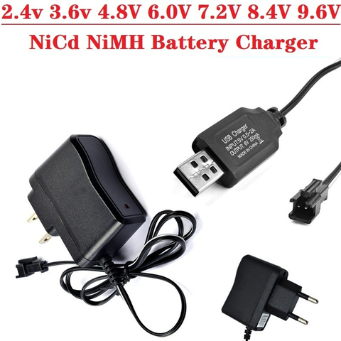 (SM SM-2P Plug) 2.4v 3.6v 4.8V 6.0V 7.2V 8.4V 9.6V NiCd NiMH Battery Charger For RC toys Robot Car Boat Tank Guns Charger ► Photo 1/6