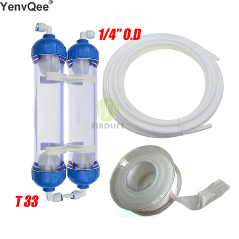 WATER FILTER 2PCS  T33 cartridge housing DIY T33 Shell Filter Bottle 4pcs fittings Water Purifier for reverse osmosis system ► Photo 1/6