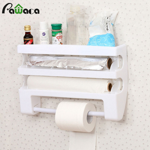 3 IN 1 Wall-Mount Paper Towel Holder Preservative Film Dispenser