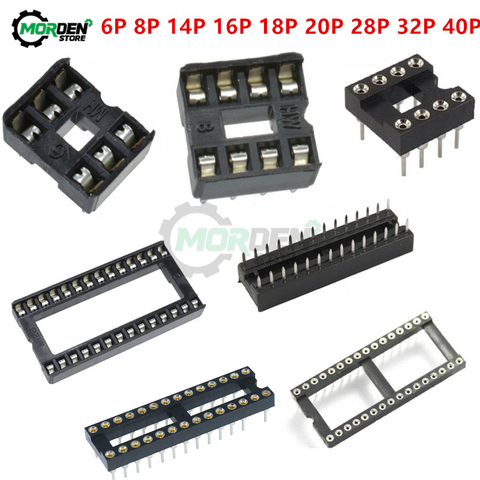 10Pcs DIP IC Chip Sockets Adapter Connector Solder Type Socket 6Pin 8Pin 14Pin 16Pin 18Pin 20Pin 28Pin 32Pin 40Pin Narrow Wide ► Photo 1/6