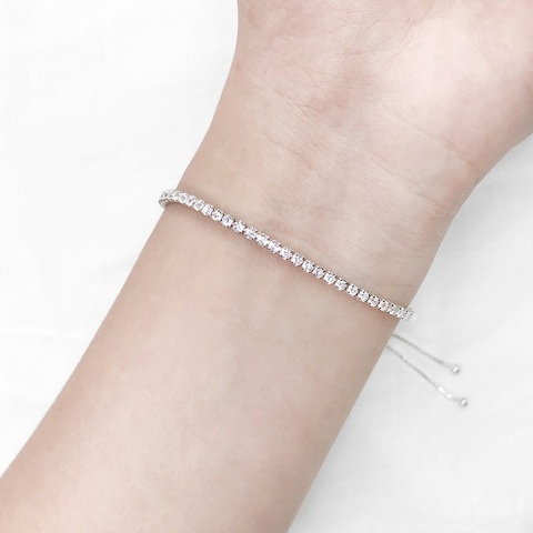 100% Authentic 925 Sterling Silver Adjustable tennis Bracelets for women Crystal CZ Jewelry Gift 2022 Fashion Bracelet ► Photo 1/5