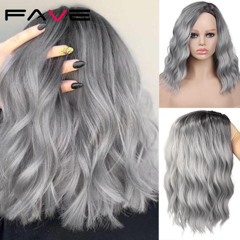 FAVE Natural Wave Hair Black Gray Green Ash Brown Blonde Heat Resistant Fiber Synthetic Wigs For America Africa Women Cosplay ► Photo 1/6