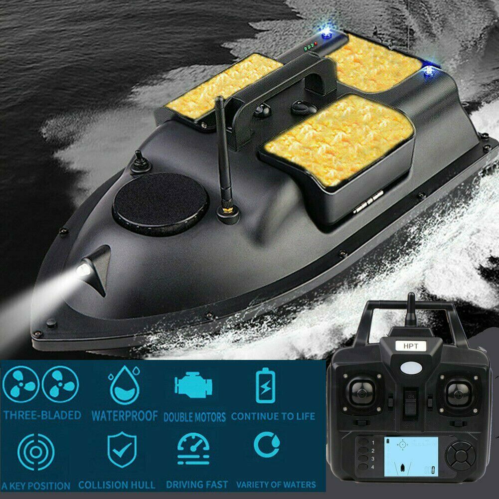 500M RC Camo Fishing Bait Boat Carp Hook Post Speedboat Dual Motors With Handbag 
