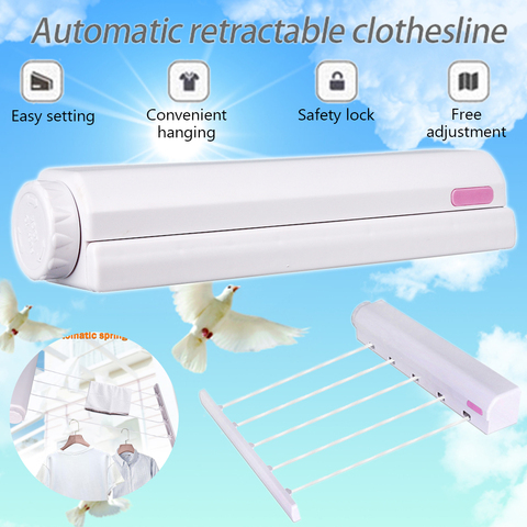 3.2/3.75 M Laundry Clothes Hanger Retractable Clothesline Indoor Outdoor Wall Hanger Bathroom Telescopic Clothe Drying Rack ► Photo 1/6