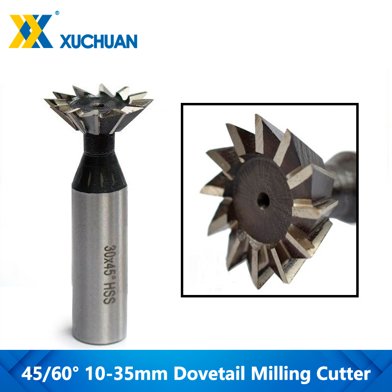 25mm 45 Degree High Speed Steel Dovetail Cutter End Mill Bit Router 10 Flute 