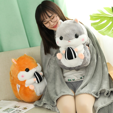 40cm 3 In 1 Plush Hamster Hand Warmer Stuffed Mouse Hamster with Blanket Plush Toys Soft Kids Dolls for Girl Birthday Xmas Gift ► Photo 1/6