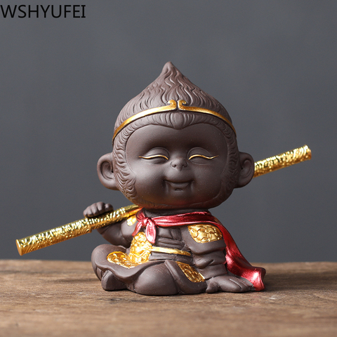 1PCS Handmade Purple Clay Monkey King Figurine Car Ornament Creative Tea Play tea Pets Boutique Tea Table decoration Crafts ► Photo 1/6