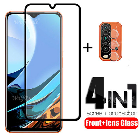 4-in-1 For Xiaomi Redmi 9T Glass For Redmi 9T Screen protector Full Glue HD Tempered Glass For Xiaomi Redmi 9A 9C 9T Lens Glass ► Photo 1/6