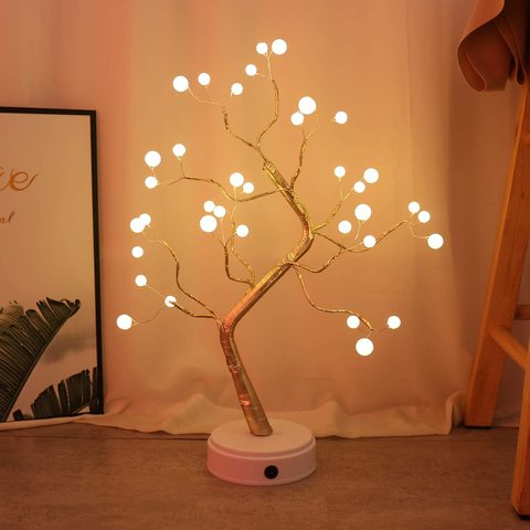 108 LED USB 3D Table-Lamp Copper Wire Christmas Fire Tree Night Light for Home Holiday Bedroom Indoor Kids Bar Decor Fairy Light ► Photo 1/6