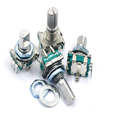 5PCS/LOT 20 Position 360 Degree Rotary Encoder EC11 w Push Button 5Pin Handle Long 15/20MM With A Built In Push Button Switch ► Photo 1/6