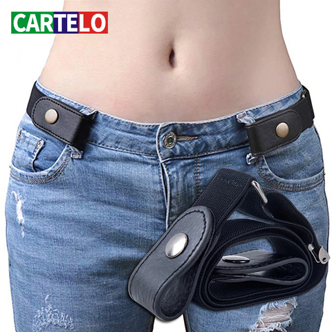 CARTELO buckle-free belt dress ladies slim sports trend jeans women's punk style comfortable elastic new no buckle belt ► Photo 1/6