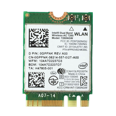 Wireless AC 7260 802.11AC NGFF/M.2 Wifi + Bluetooth BT 4.0 867mbps Mini WLAN Card for dell Sony Intel 7260NGW 7260AC ► Photo 1/4