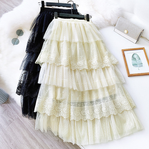 2022 New Spring Fashion Women Skirts Women Lace Skirts Long Lace Skirt Women Fashion Clothing K68 ► Photo 1/6