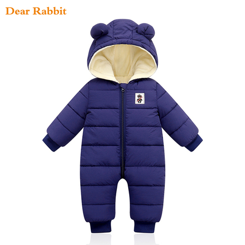 overalls baby clothes Winter Plus velvet New born Infant Boys Girls Warm Thick Jumpsuit Hooded Outfits Snowsuit coat kids Romper ► Photo 1/6