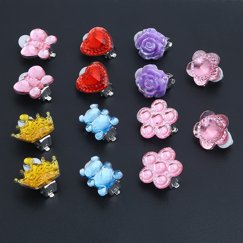 Buy Online 7pcs Lot Mixed Flower Heart Styles Lovely Children Jewelry Baby Girl Clip On Earrings Kids Ear Clip No Pierced Painless Earrings Alitools