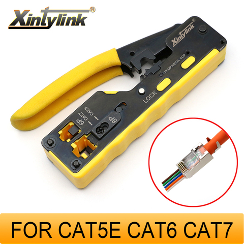 xintylink EZ rj45 pliers crimper rg45 cat5 cat6 cat7 CAT8 network tool ethernet cable Stripper clamp tongs clip lan all in one ► Photo 1/6