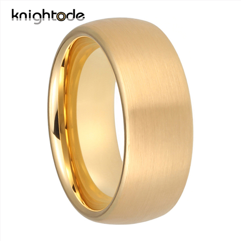 6mm 8mm Gold Classic Tungsten Carbide Wedding Band Rings For Men Women Anniversary Rings Dome Brushed Finish Comfort Fit ► Photo 1/6