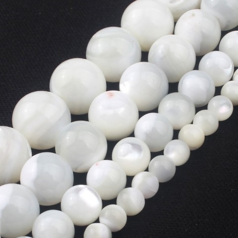 Natural Stone White Mother Of Pearl Mop Round Loose Beads For Jewelry Making Diy Women Charm Bracelet Accessories 15'' 6 8 10mm ► Photo 1/6