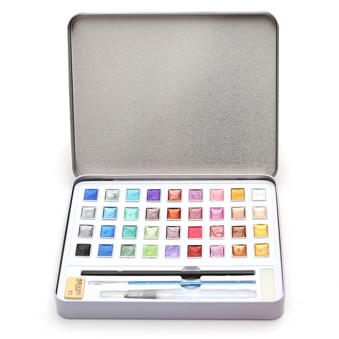 12 36 Glitter Watercolor Paints Metallic Solid Colors Metal Case for Art Painting, Students Watercolor Techniques ► Photo 1/6