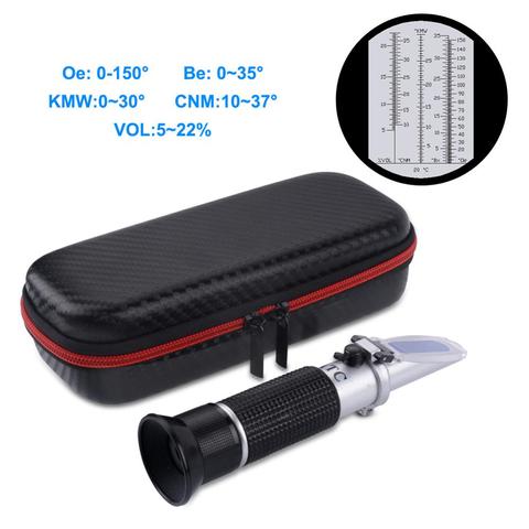 New Shock Box Oechsle Brix Refractomete 5-22% VOL 0~35% Brix 0~150 Oe Oechsle 0~30 KMW Refractometer wine Fruit Juice Brew ► Photo 1/6