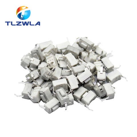 100Pcs/Lot Tact Switch 3x6x4.3 mm DIP 2Pin connectors Push button 3*6*4.3mm Tactile Switches white 3x6x4.3h ► Photo 1/2
