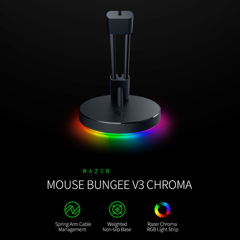 Razer Mouse Bungee V3 Chroma Mouse cable bungee with Chroma RGB underglow lighting Spring Arm Weighted Non-slip Base ► Photo 1/6