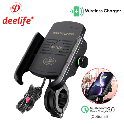 Deelife Mobile Phone Holder Motorcycle Smartphone Support for Moto Motor Motorbike Handlebar Mount Stand with Wireless Charger ► Photo 1/6